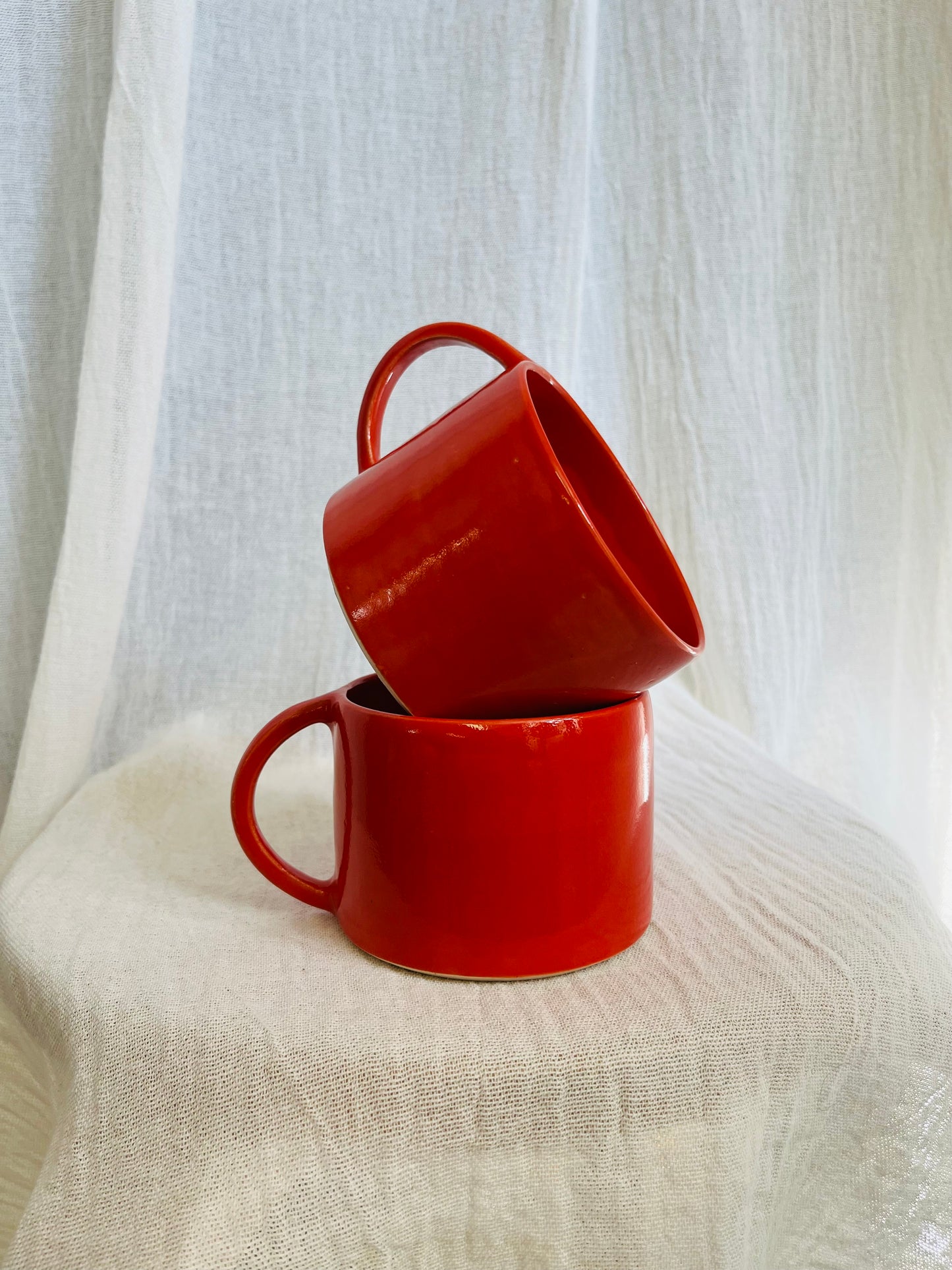 Red cup with handle