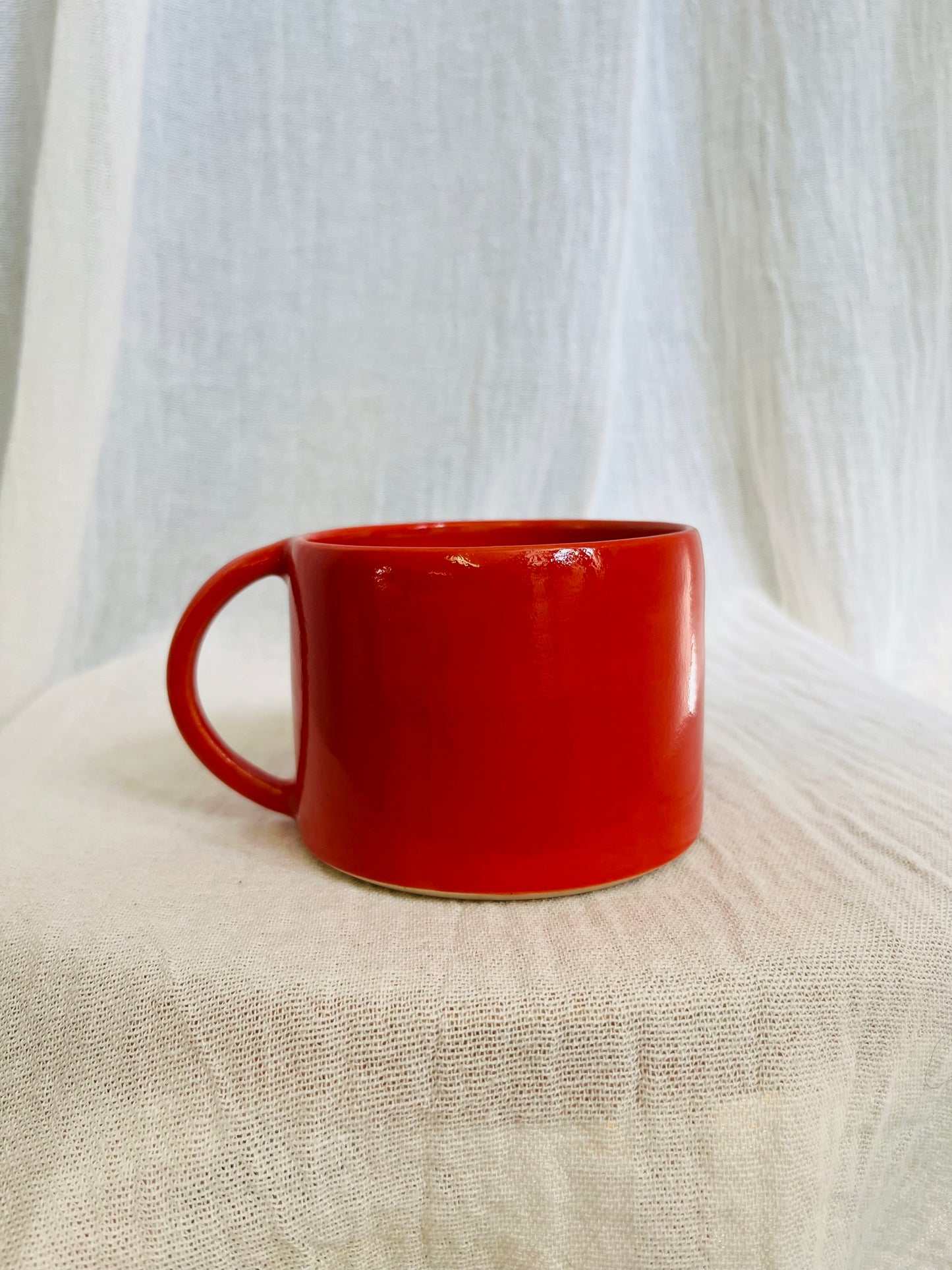 Red cup with handle