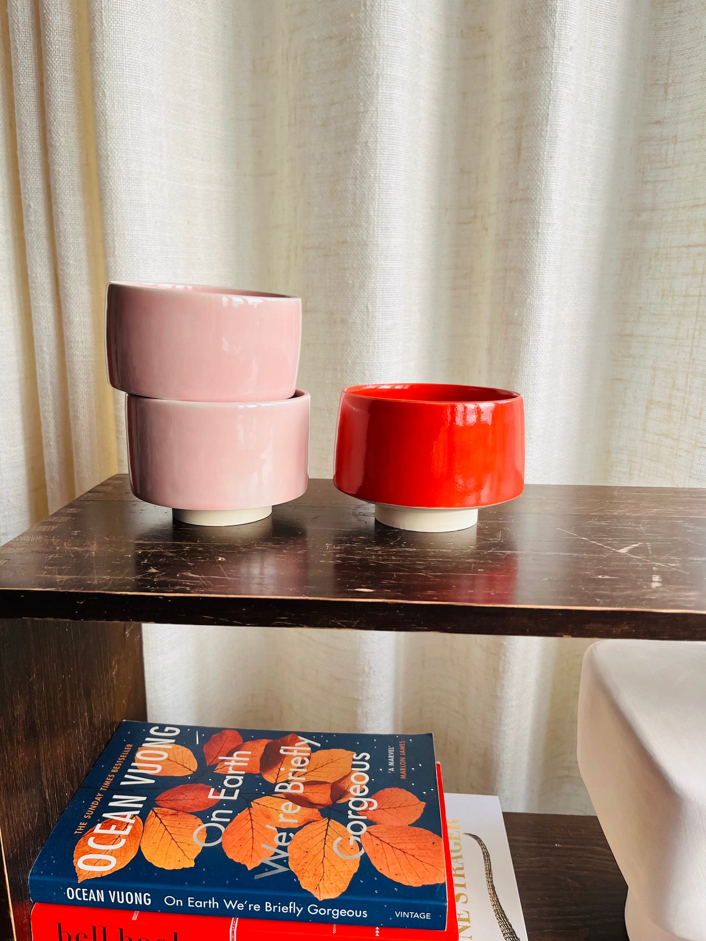 Pink rose cup without handle