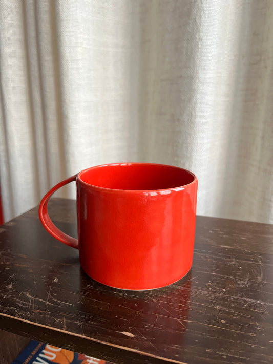 Red cup with handle